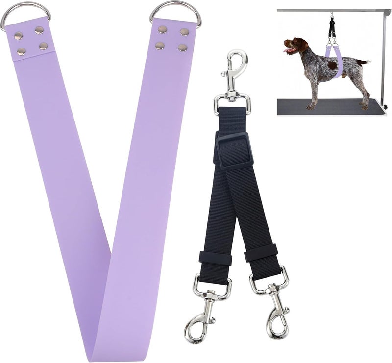 DISCPETSEC Pet Dog Grooming Belly Strap – 2 Inch Wide Waterproof PVC Support Band, Adjustable Grooming Loop Restraint for Bathing, Trimming & Pet Salon Use(Lilac-Long) - Image 1